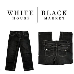 WHITE HOUSE BLACK MARKET Jeans Women’s 4 Black Glamorous Black Capri NWOT!